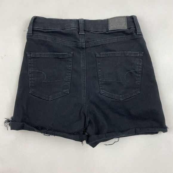 American Eagle Black Curvy Hi-Rise Shortie Shorts Sz 2 Cut-Off Stretch - Picture 6 of 6